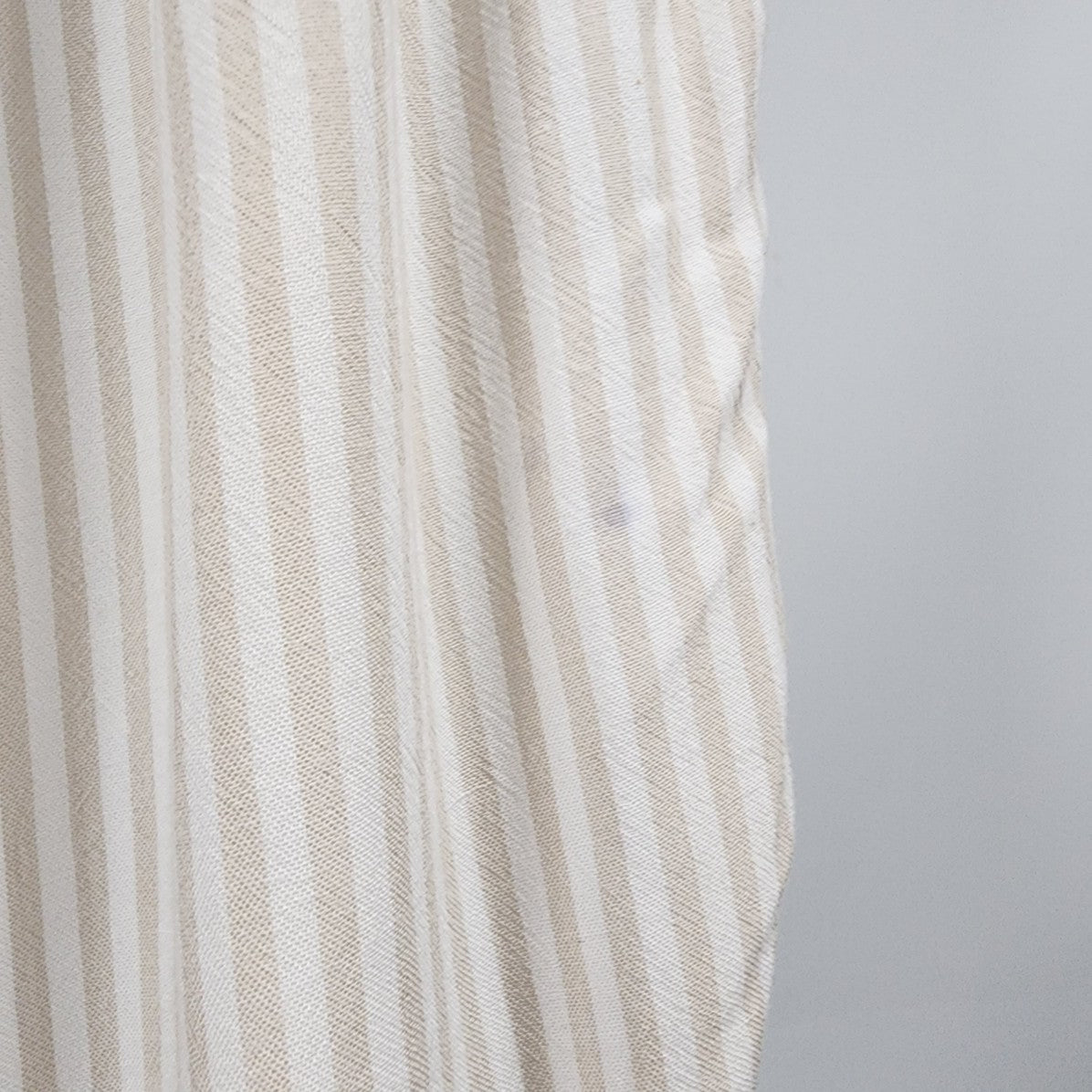 Oysho Linen Cream Striped Cropped Straight Leg Pants Size XL