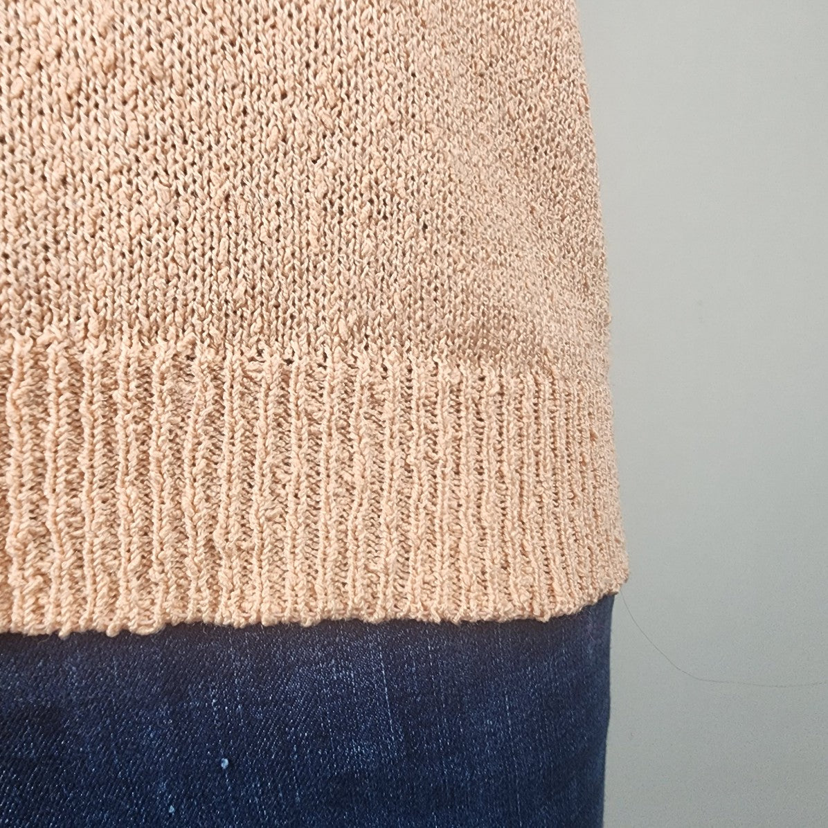 Vintage Peach Floral Short Sleeve Knit Sweater Size L