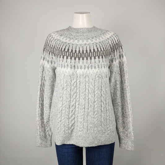 Wind River Grey Fair Isle Knit Sweater Size L