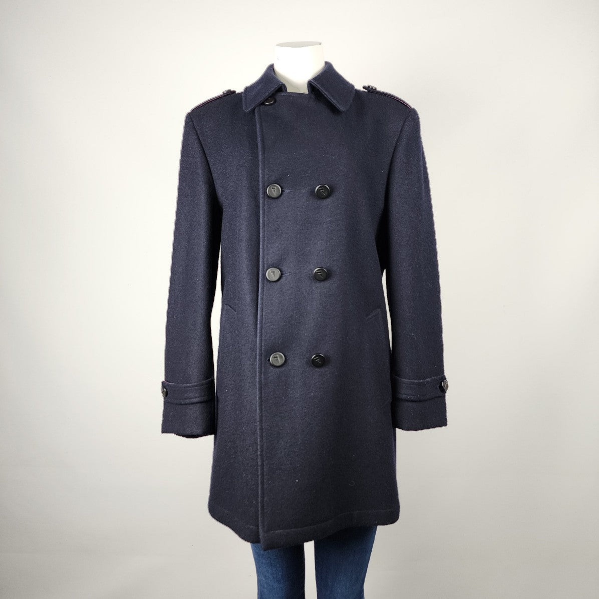 Vintage Bluda Inverno Navy Blue Wool Pea Coat Size 10