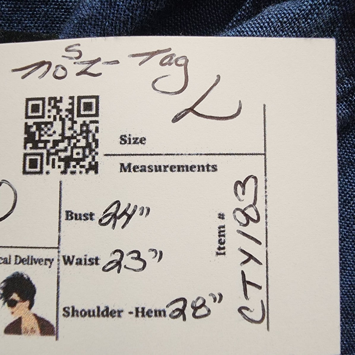 Liz Claiborne Blue Linen Button Up Hooded Top Size L