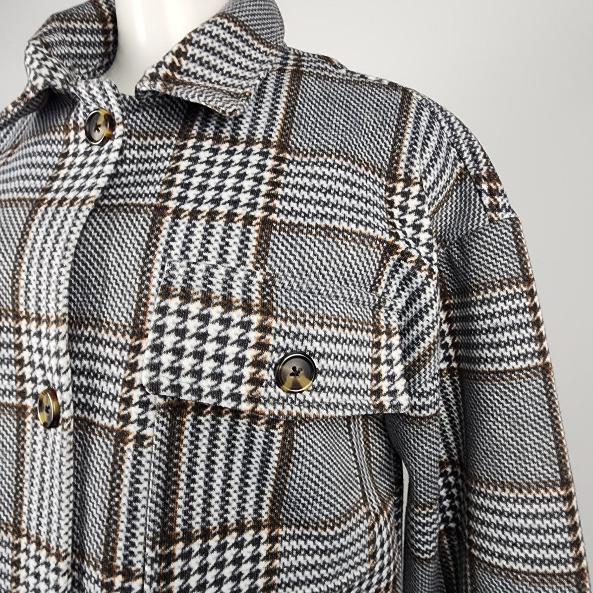 Black Tape Black & Brown Plaid Shacket Jacket Size L
