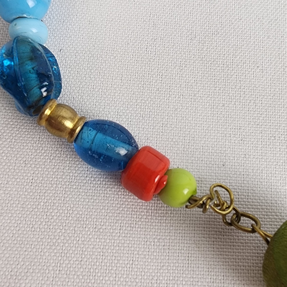 Blue Wire Wrap Natural Stone Beaded Long Necklace