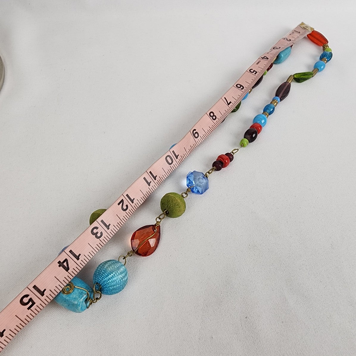 Blue Wire Wrap Natural Stone Beaded Long Necklace