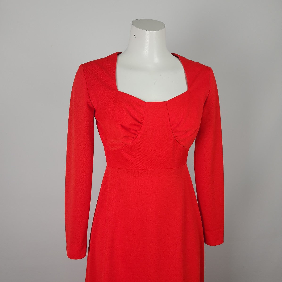 Vintage Red Long Sleeve Maxi Dress Size S/M