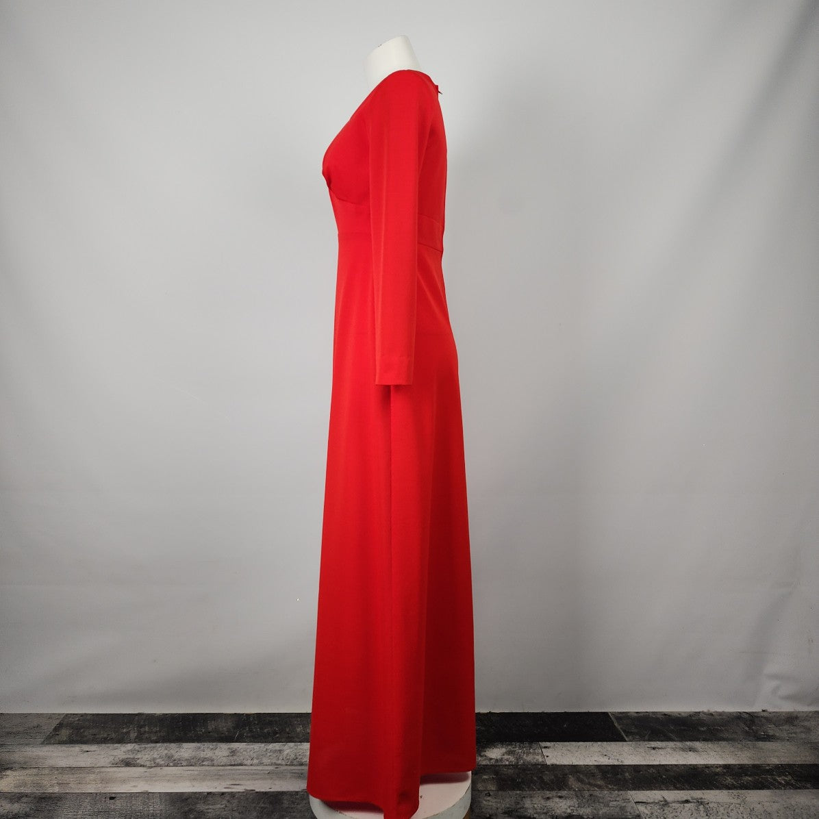 Vintage Red Long Sleeve Maxi Dress Size S/M