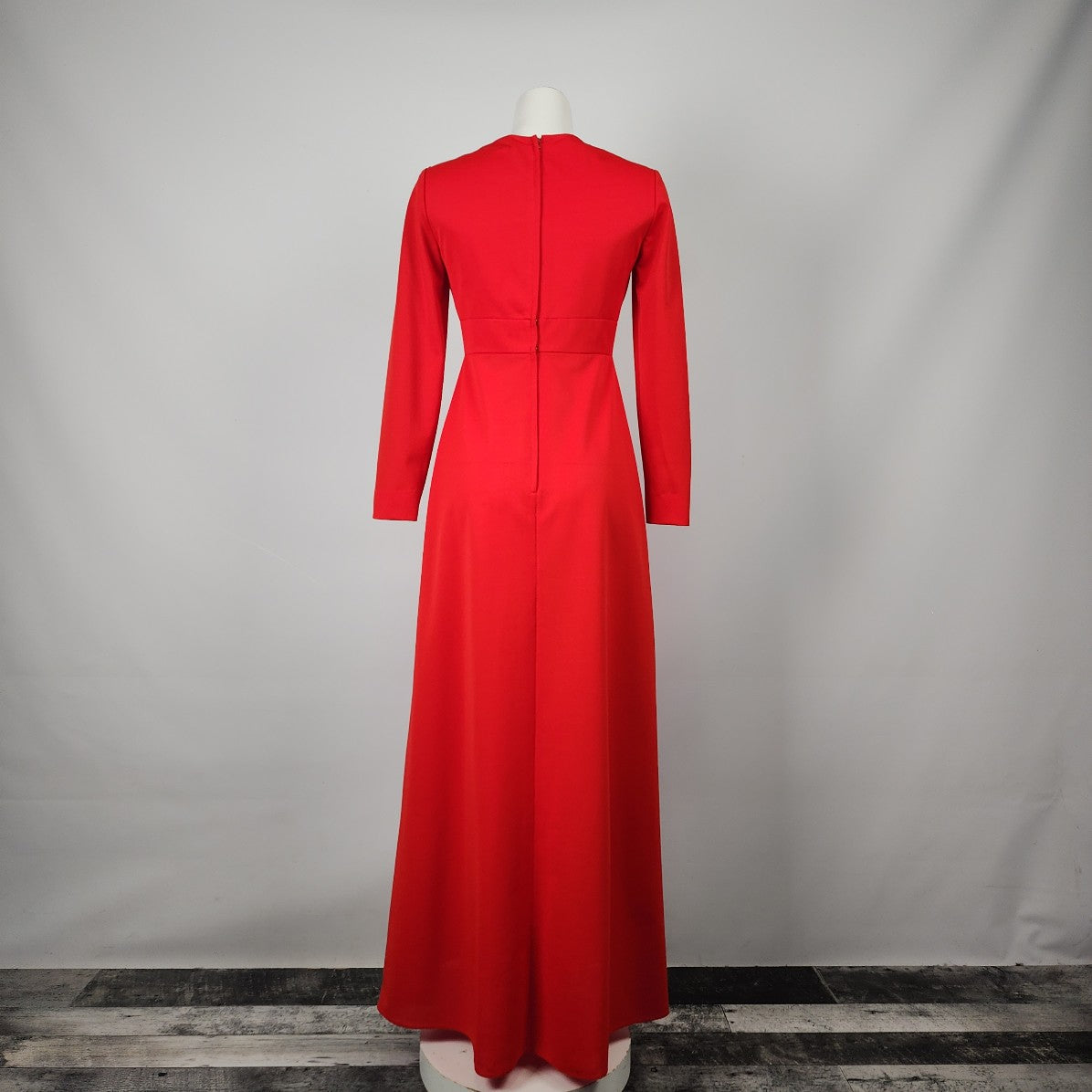 Vintage Red Long Sleeve Maxi Dress Size S/M