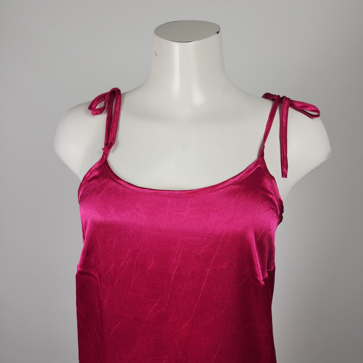 Vintage C.J. Selections Pink Silky Pleated Midi Slip Dress Size 7/8