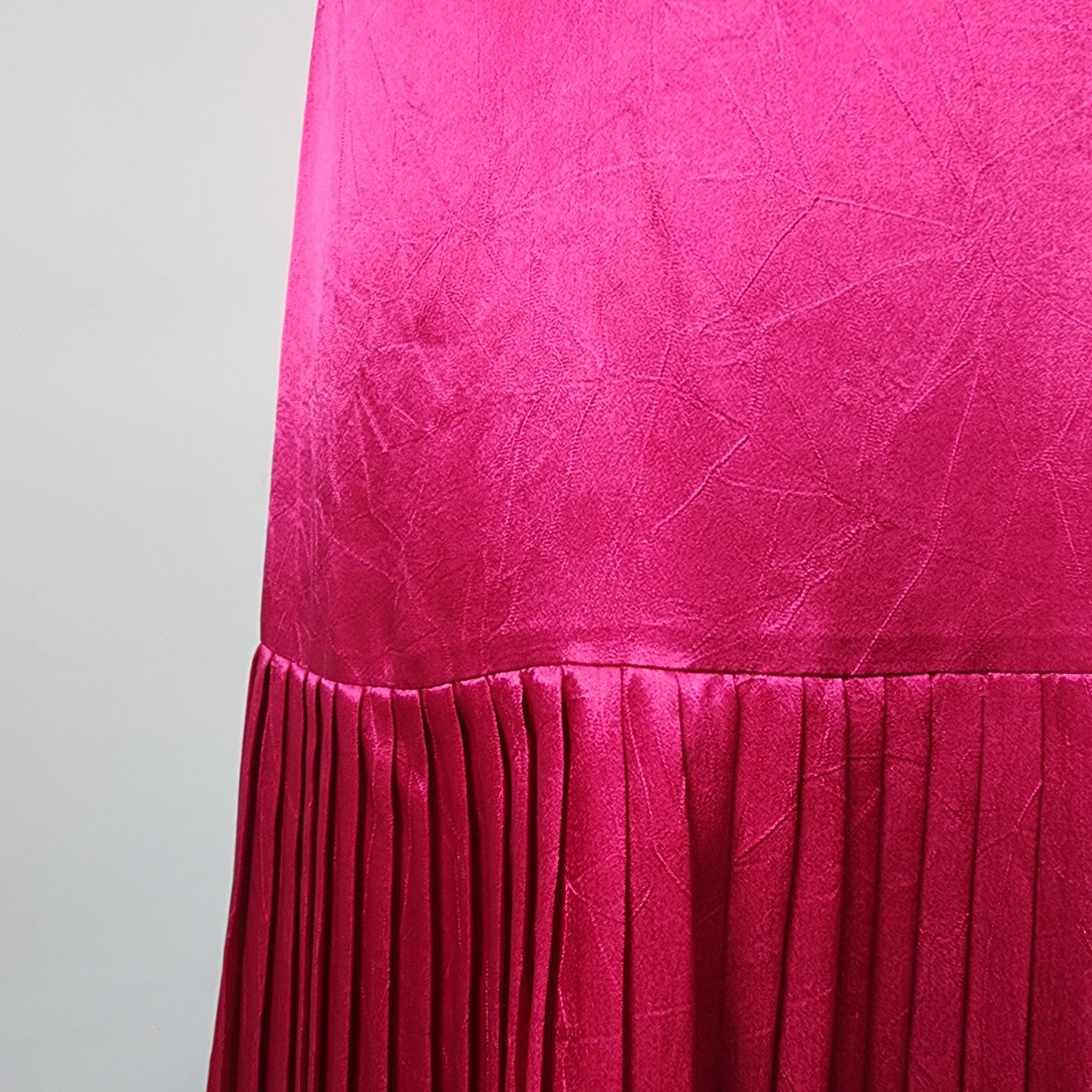 Vintage C.J. Selections Pink Silky Pleated Midi Slip Dress Size 7/8