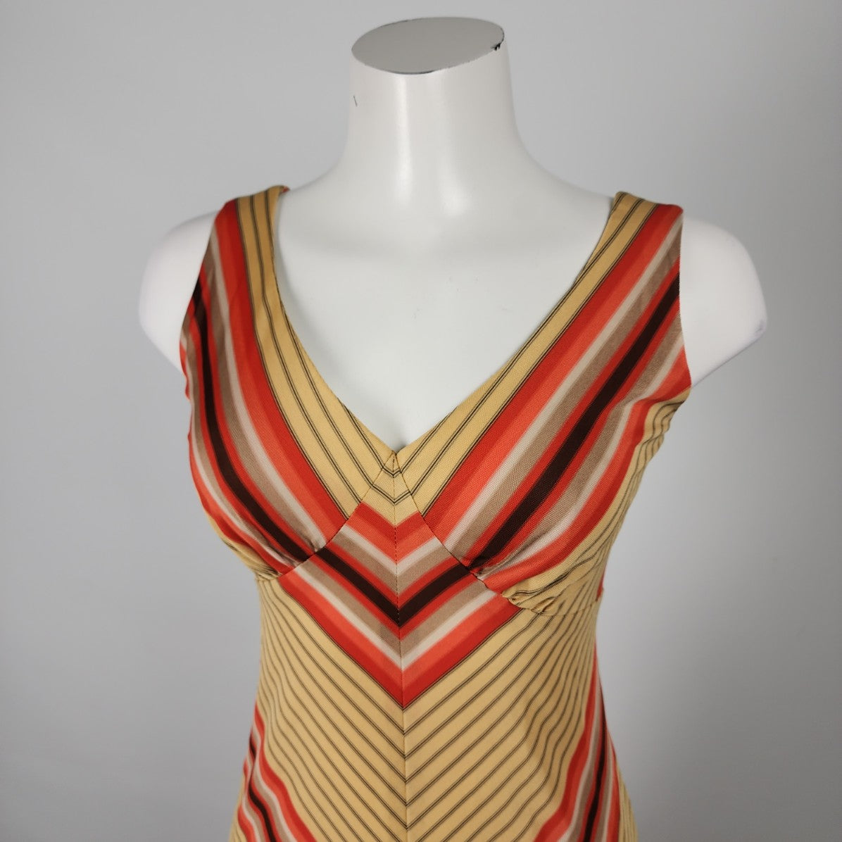 Vintage Nu Mode Red & Brown Maxi Dress Size S