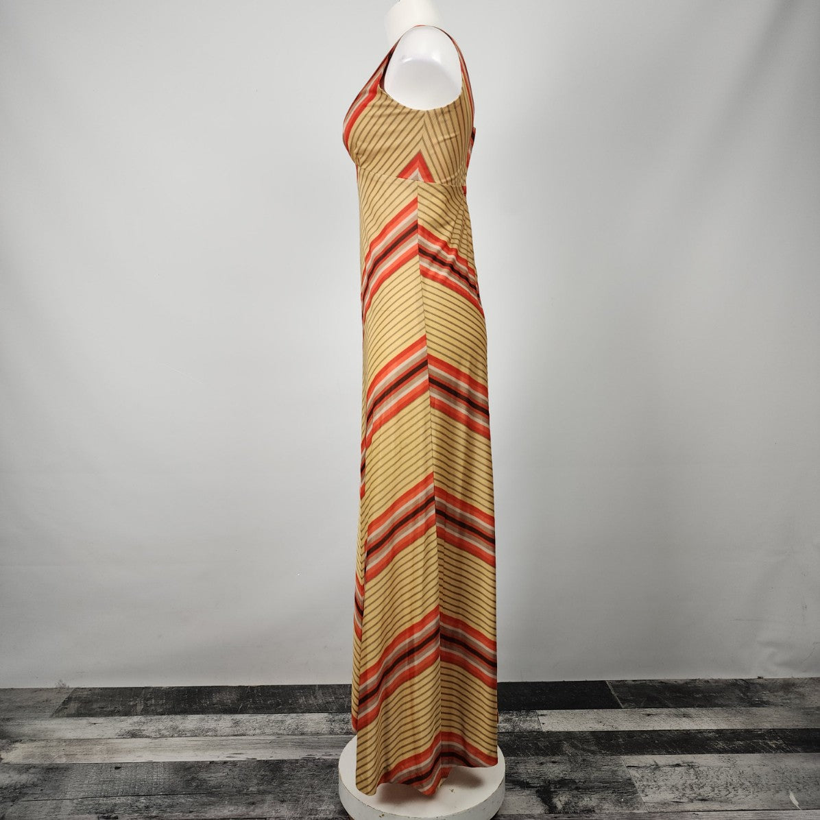 Vintage Nu Mode Red & Brown Maxi Dress Size S