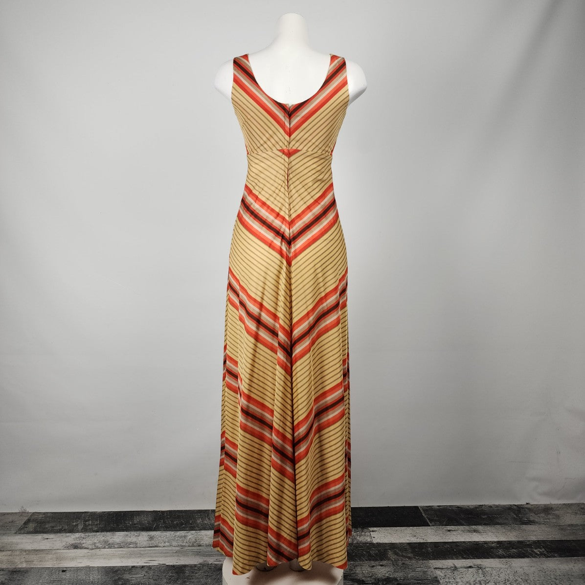 Vintage Nu Mode Red & Brown Maxi Dress Size S