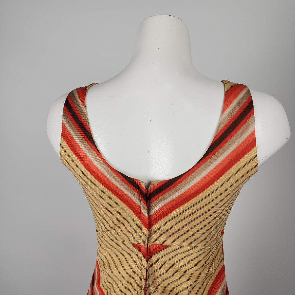 Vintage Nu Mode Red & Brown Maxi Dress Size S