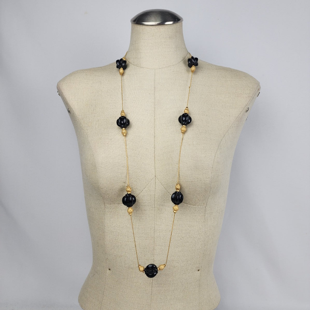 Anne Klein Gold & Black Beaded Necklace