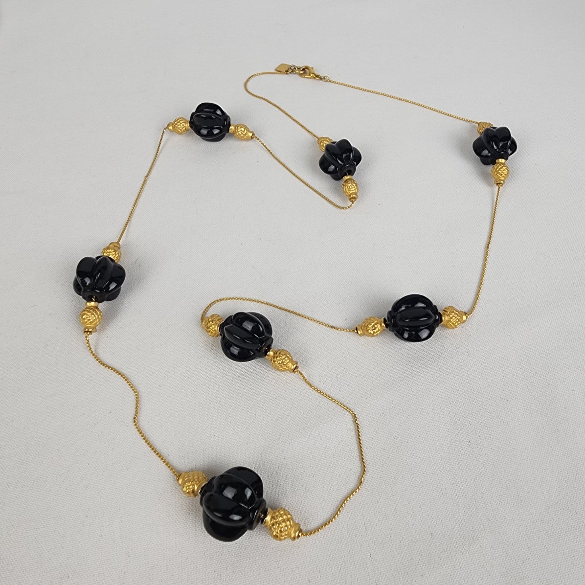 Anne Klein Gold & Black Beaded Necklace