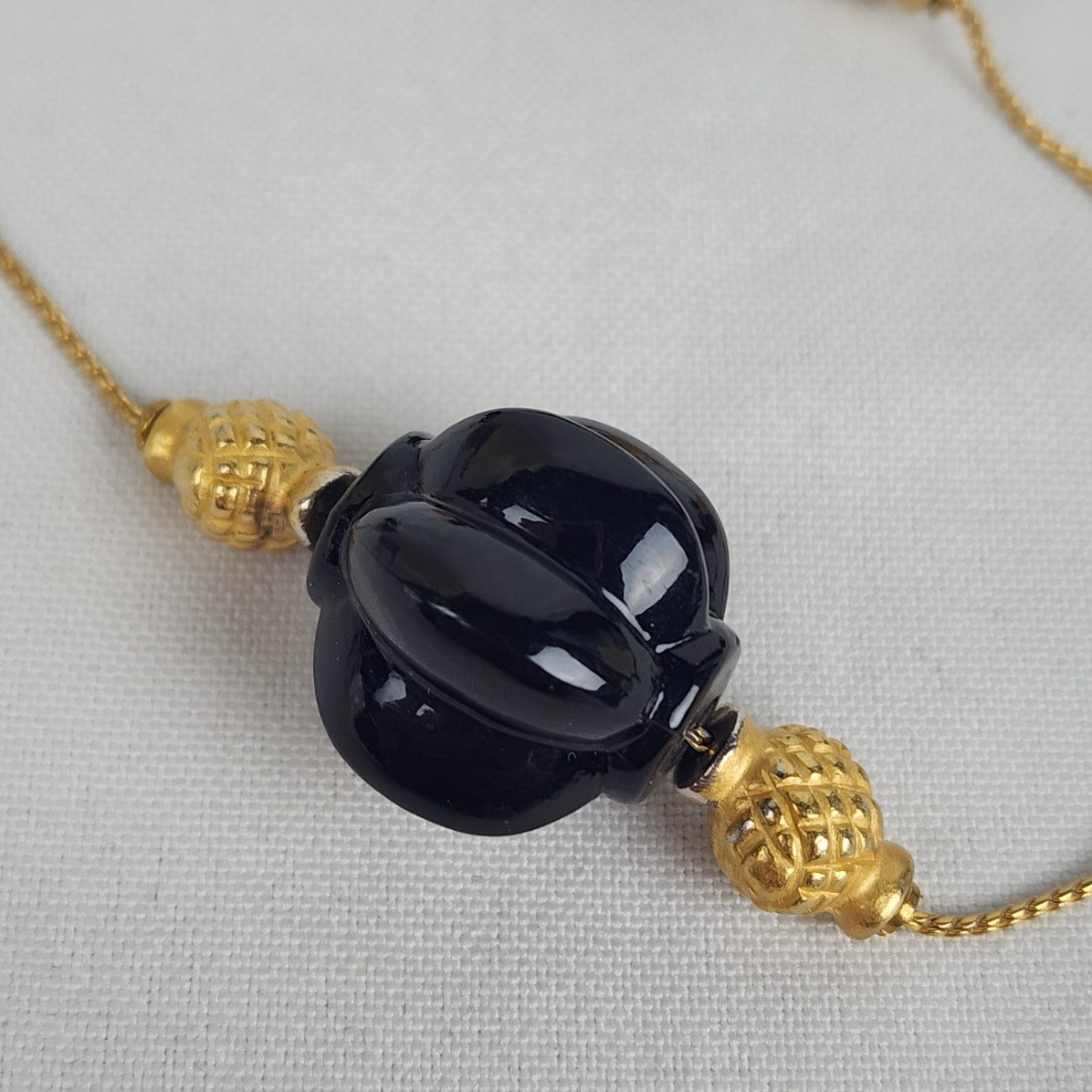 Anne Klein Gold & Black Beaded Necklace