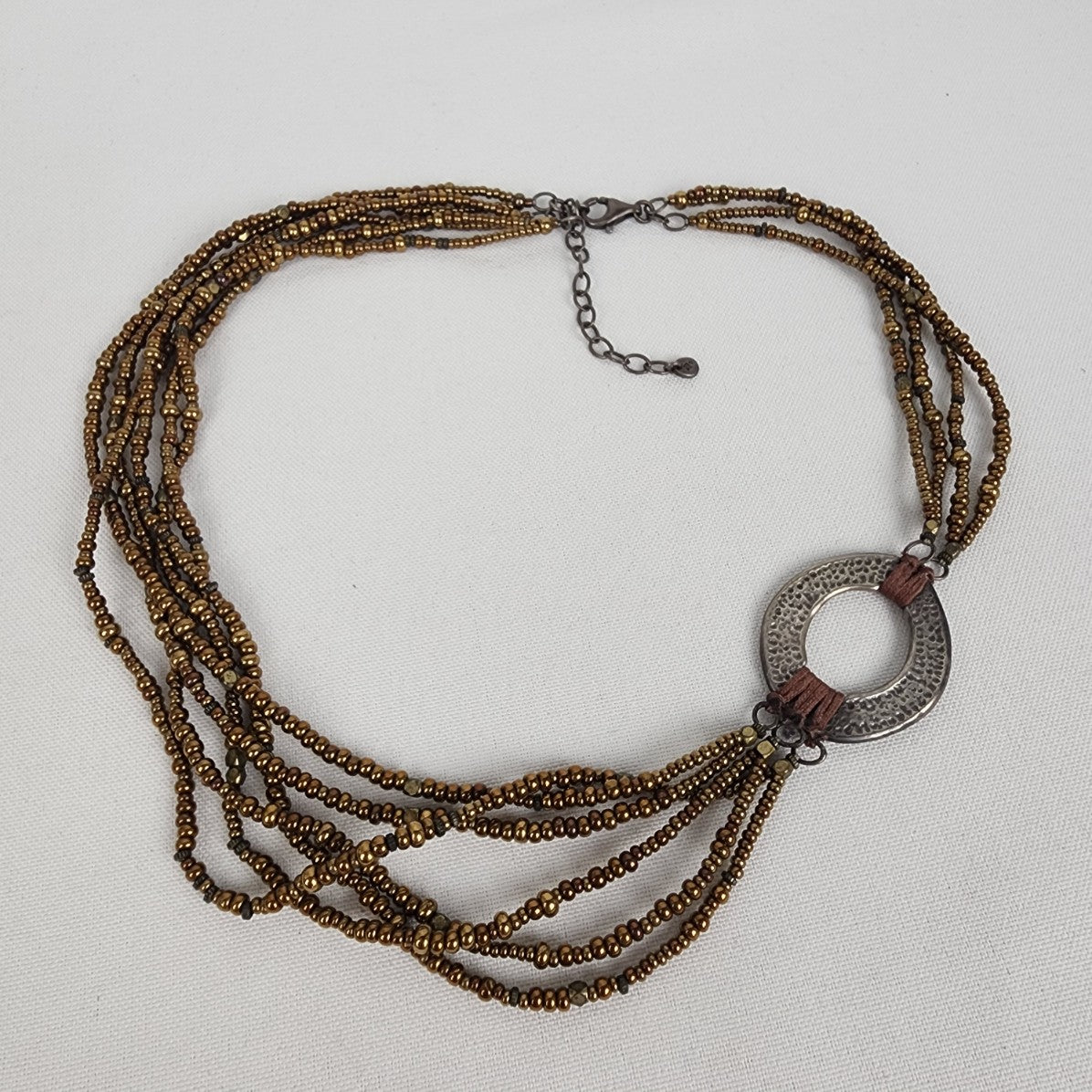 Silpada Metallic Bronze Bead & Sterling Silver Multi Strand Necklace