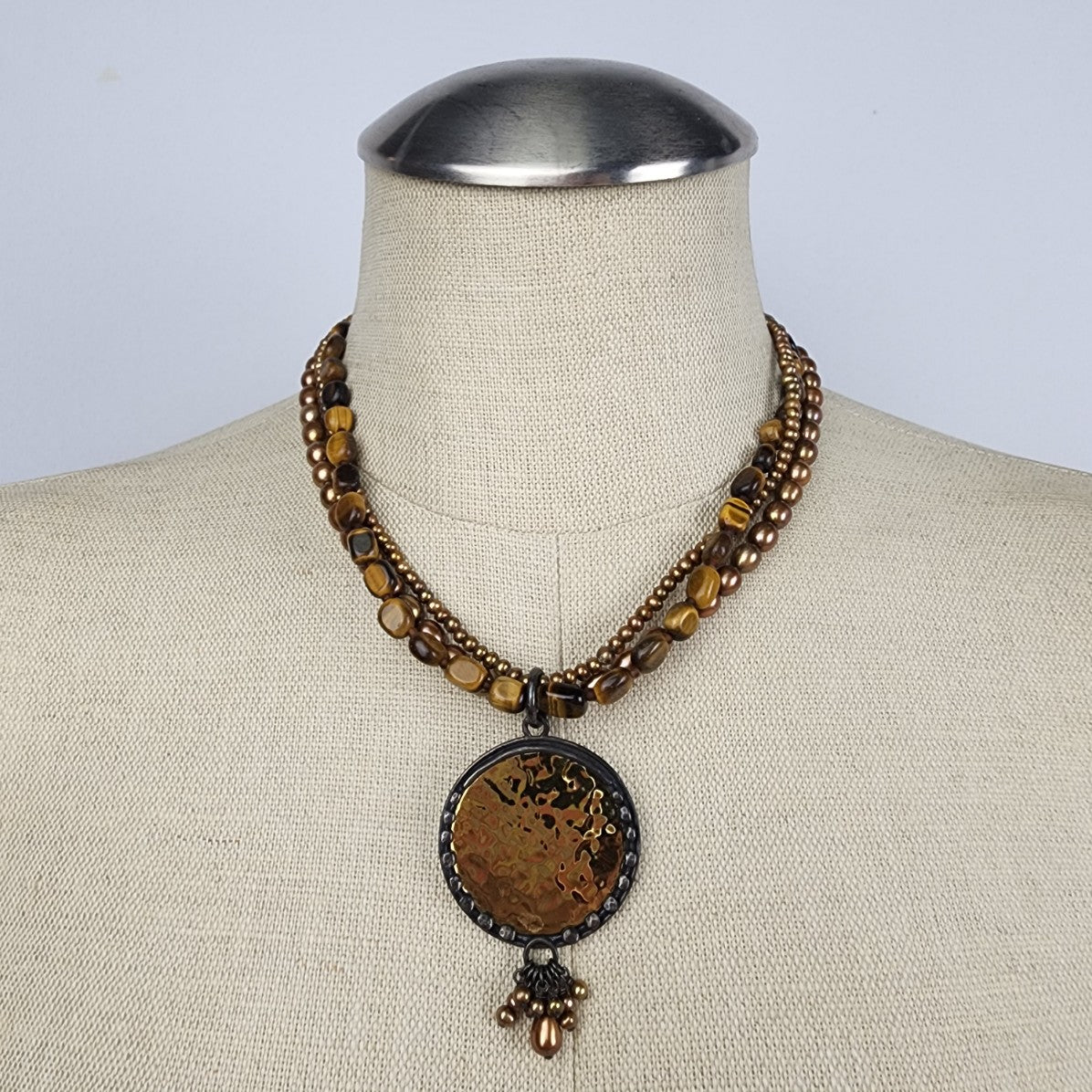 SILPADA Tigers Eye Bronze Pearl Sterling Silver Necklace