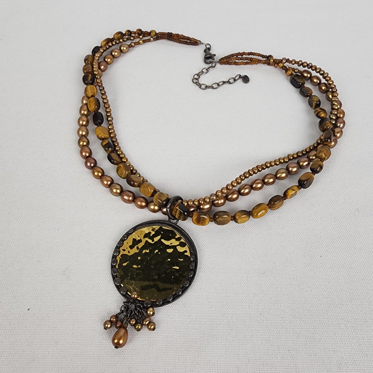SILPADA Tigers Eye Bronze Pearl Sterling Silver Necklace