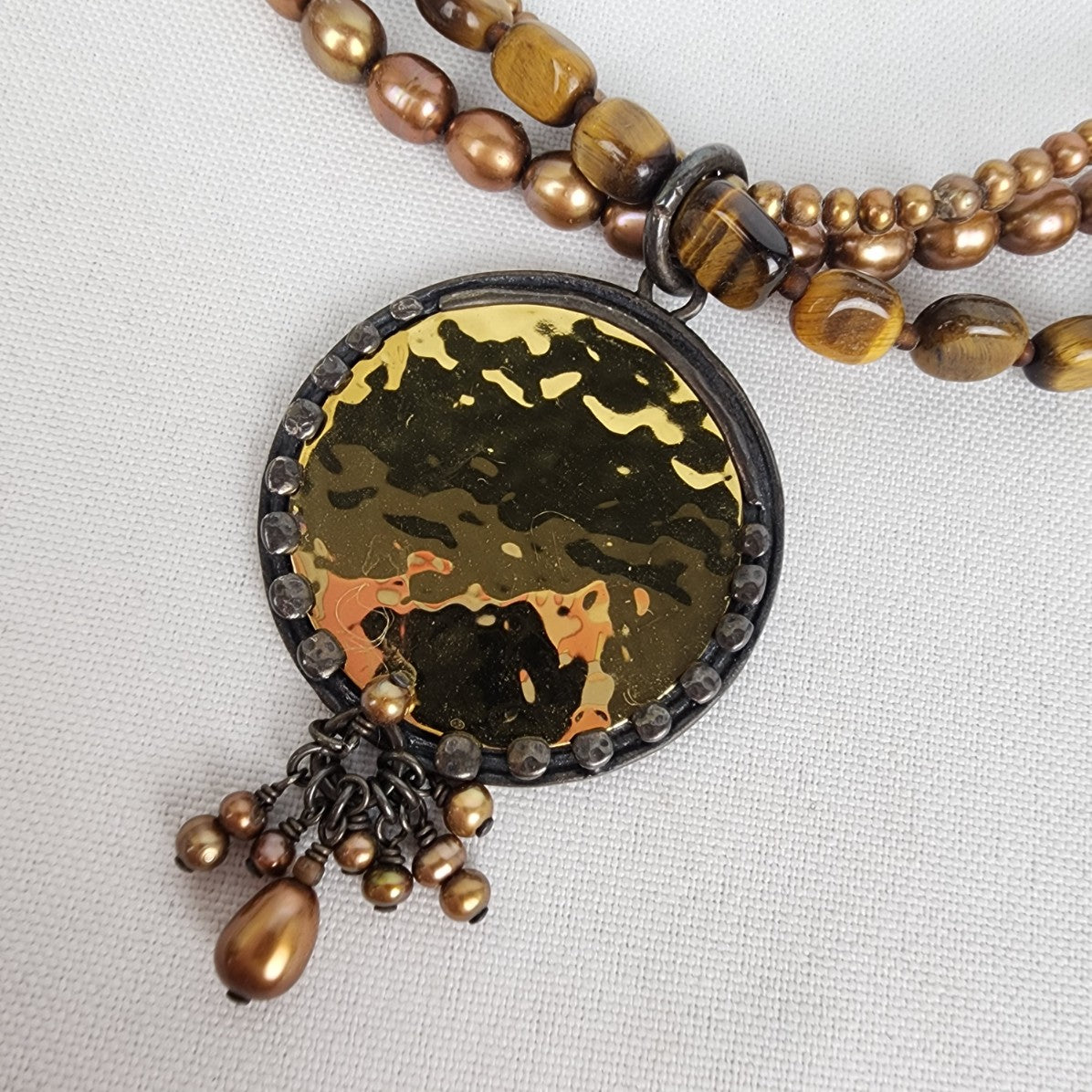 SILPADA Tigers Eye Bronze Pearl Sterling Silver Necklace
