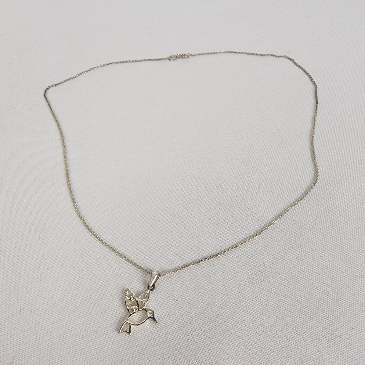 925 Sterling Silver Hummingbird Pendant Chain Necklace