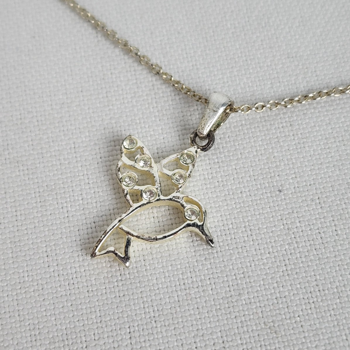 925 Sterling Silver Hummingbird Pendant Chain Necklace