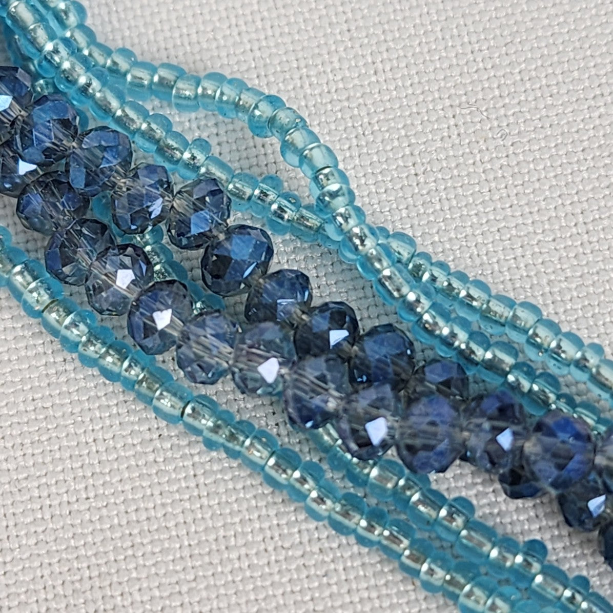 Blue Glass Crystal Layered Beaded Necklace