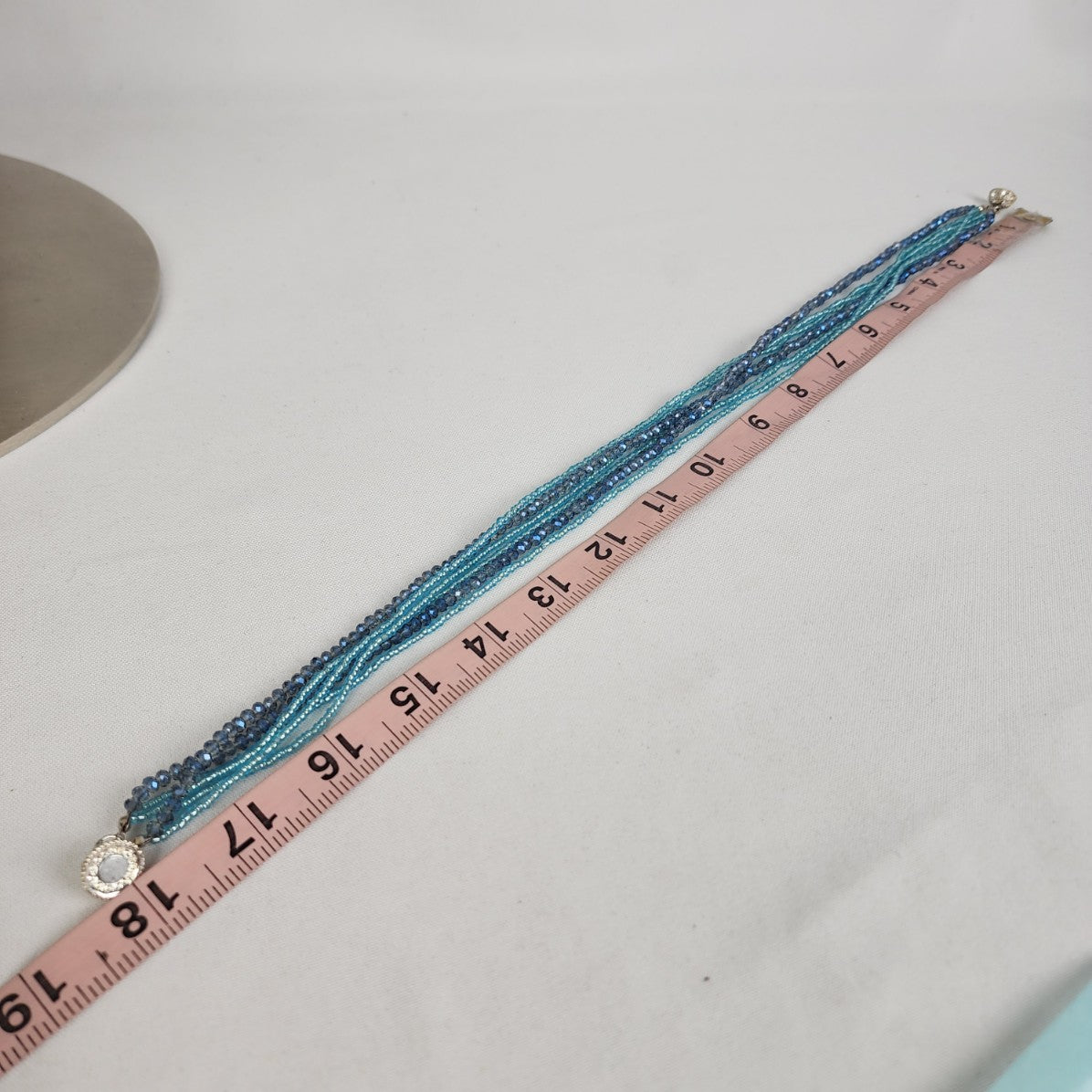 Blue Glass Crystal Layered Beaded Necklace