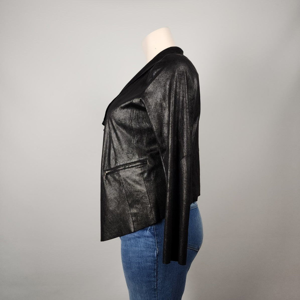 Worthington Black Faux Suede Cardigan Jacket Size L