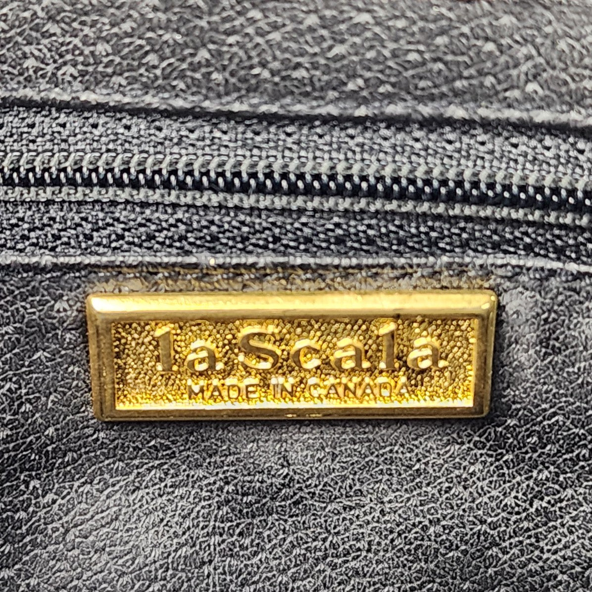 Vintage La Scala Black Leather Clutch Shoulder Purse