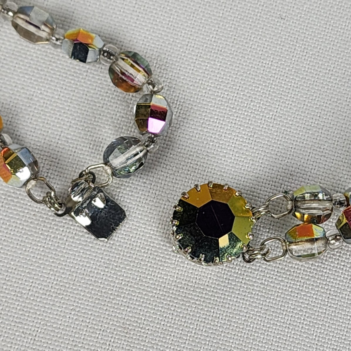 Vintage Blue AB Glass Beaded Layered Necklace