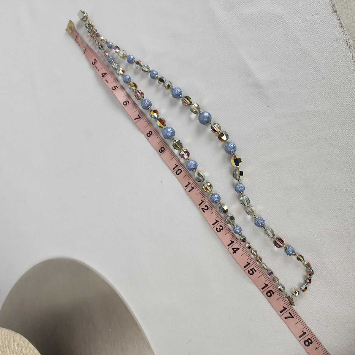 Vintage Blue AB Glass Beaded Layered Necklace