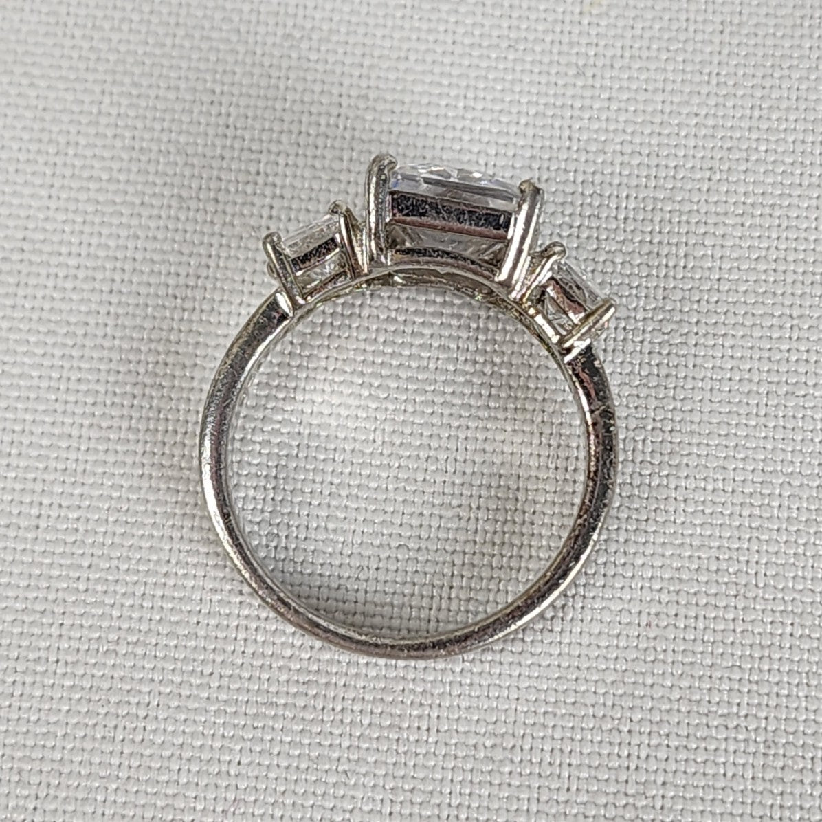 925 Sterling Silver Square CZ Stone Ring Size 7