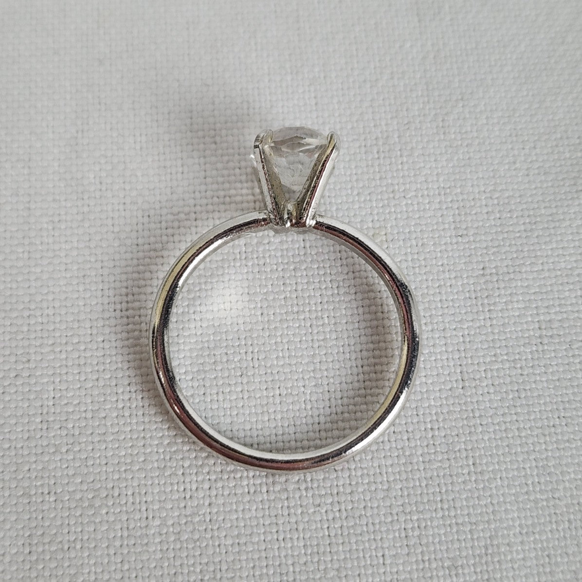 Silver Faux Diamond Ring Size 7