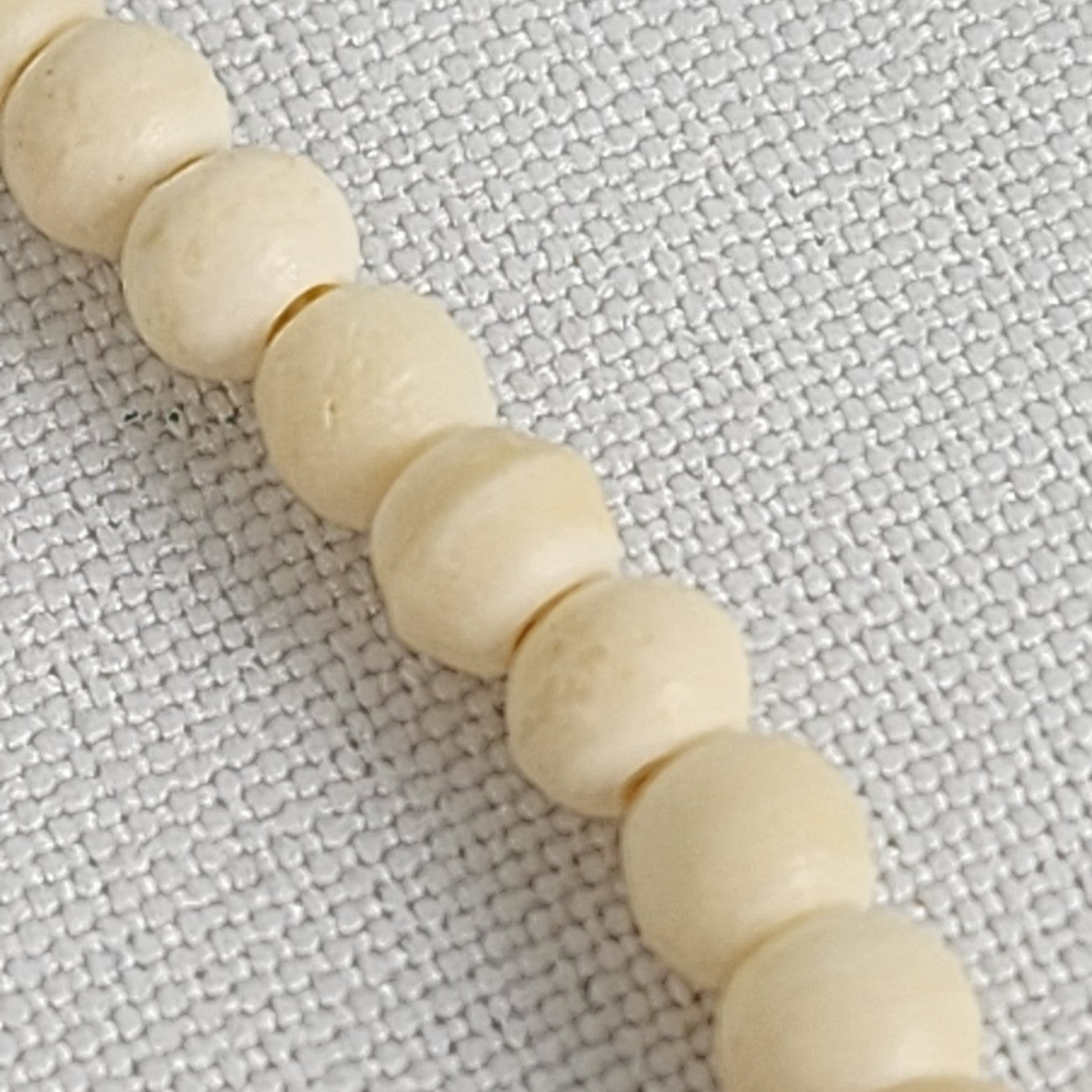 Carved Flower Celluloid Cream Beaded Necklace