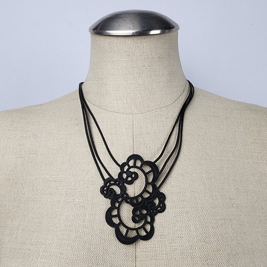 Batucada Black Silicone Flower Lightweight Necklace