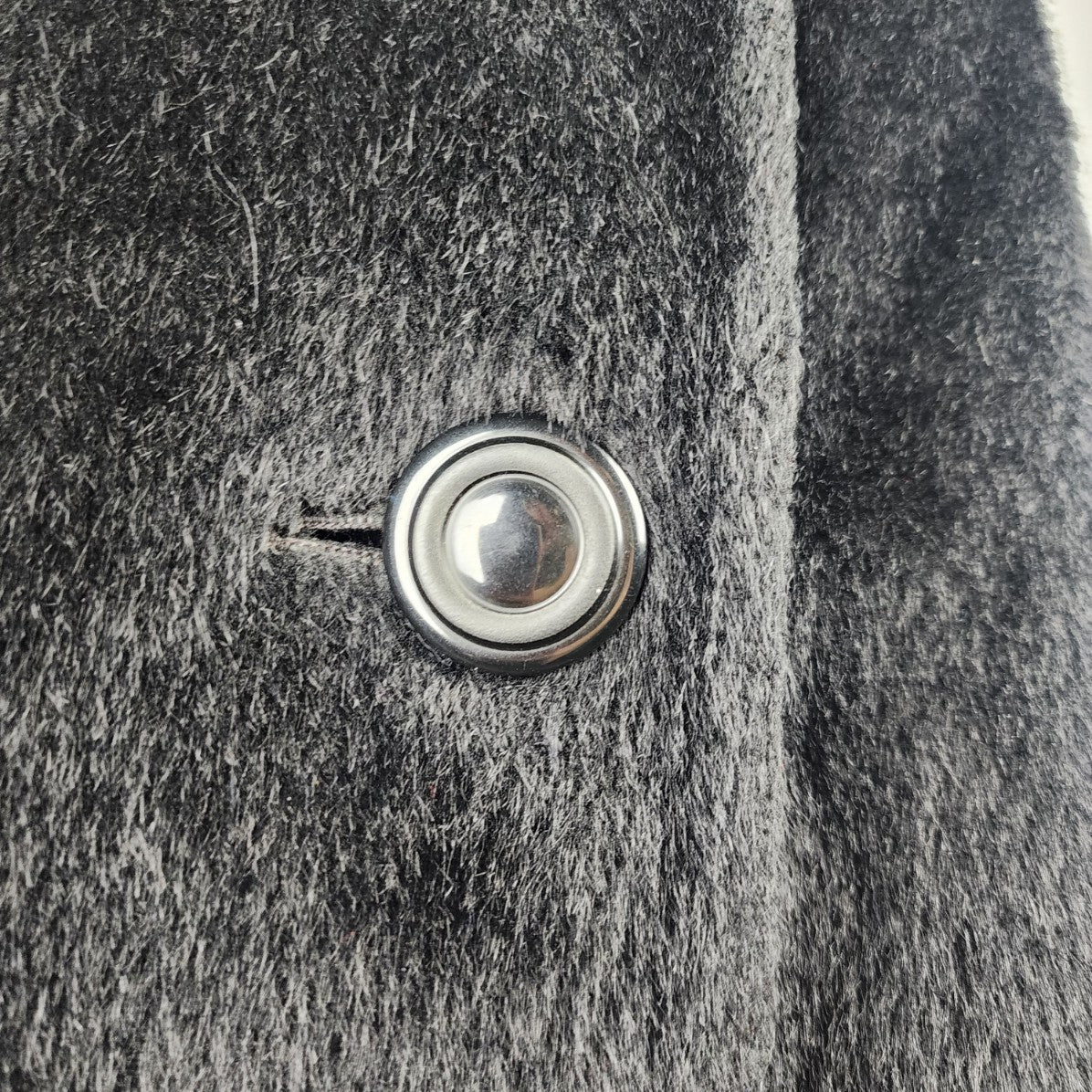 Vintage Union Label Black Faux Fur Pea Coat Size L