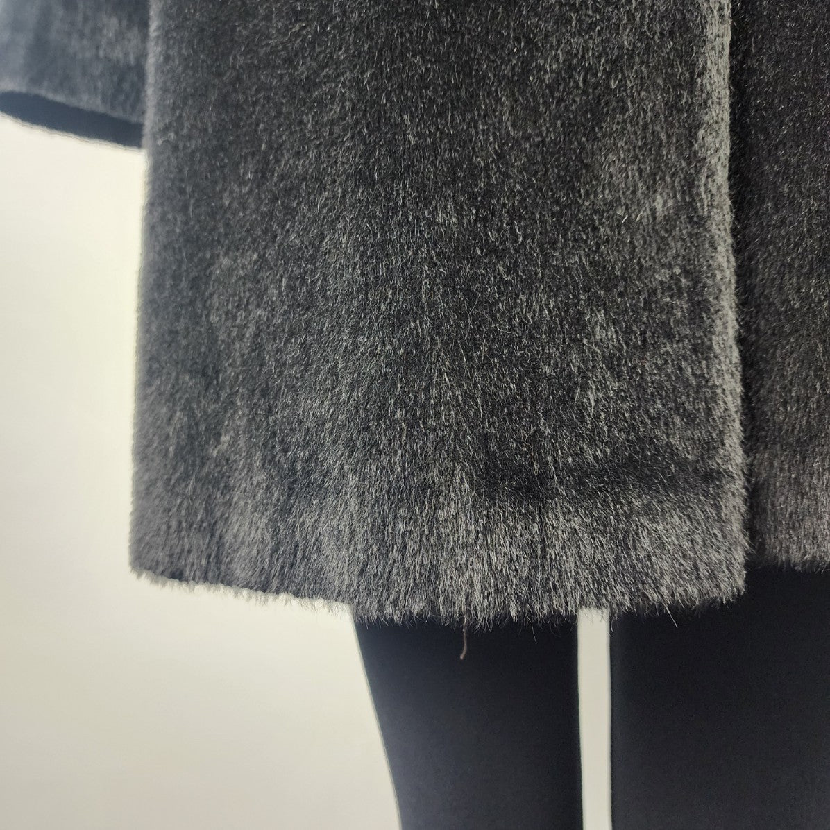 Vintage Union Label Black Faux Fur Pea Coat Size L