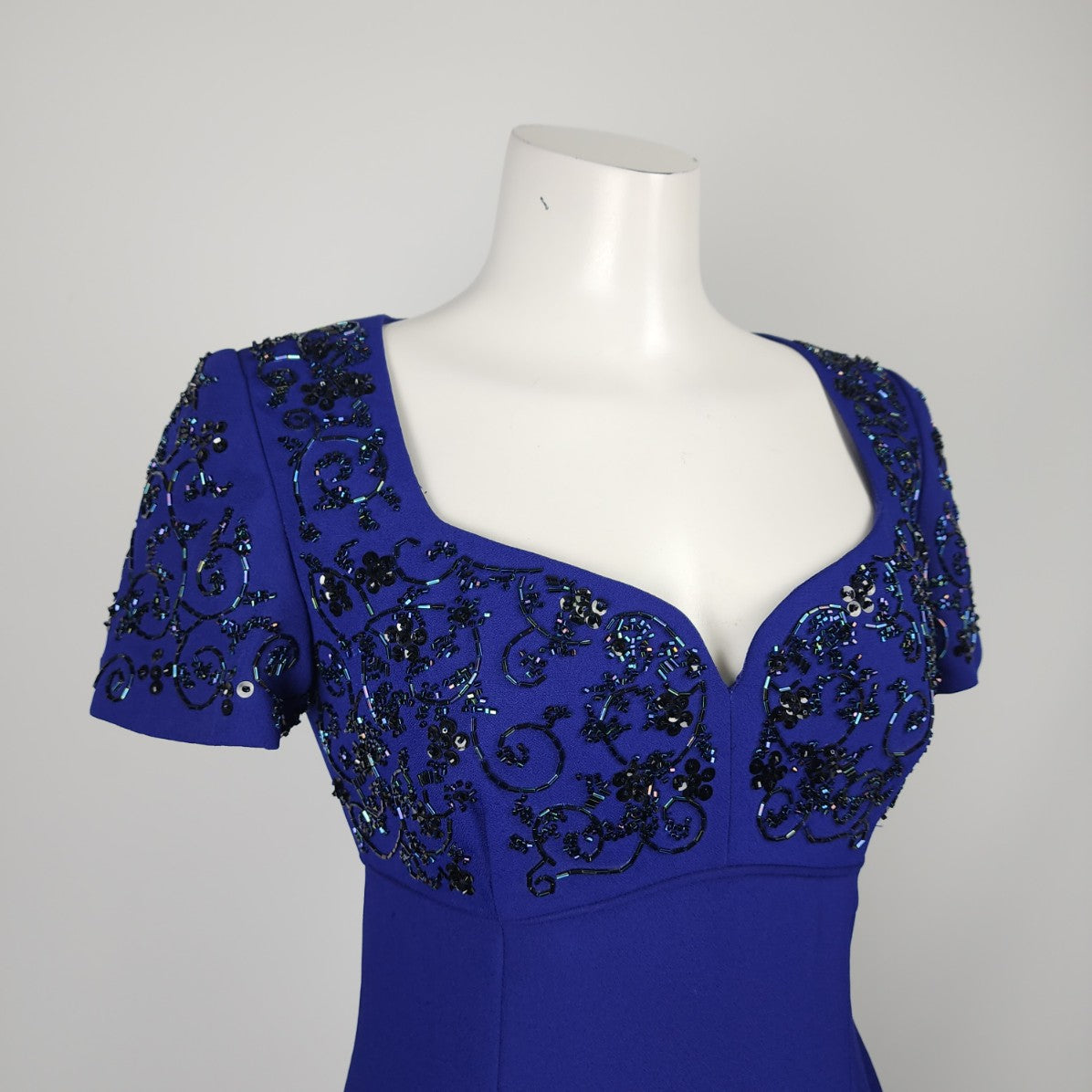 Vintage Liz Claiborne NIGHT Blue Beaded Long Gown Size 4