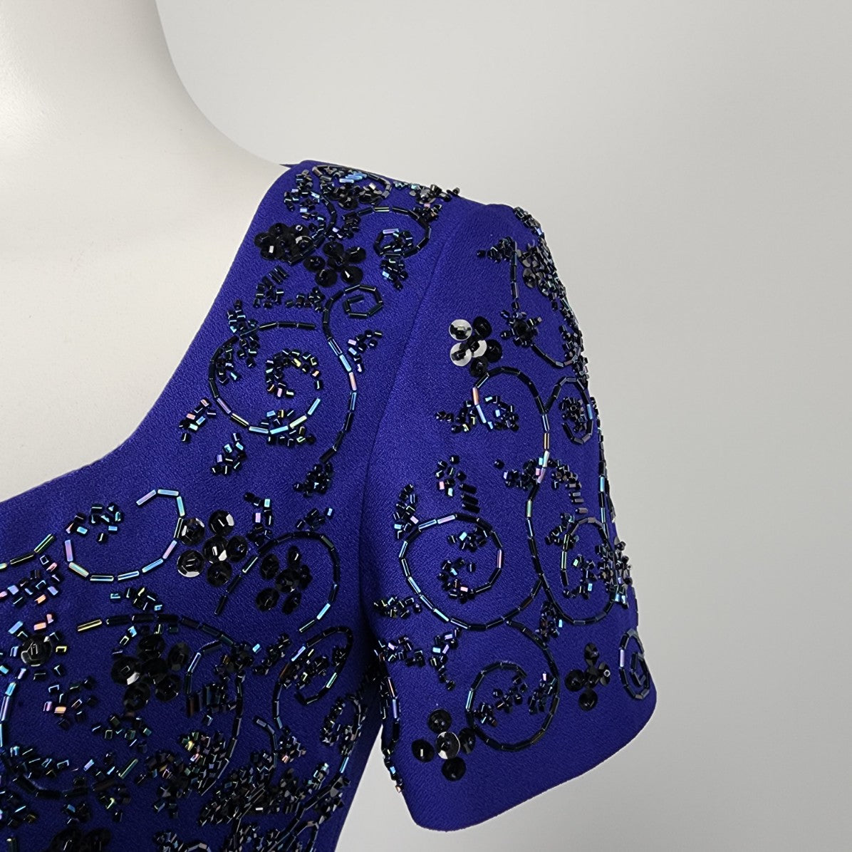 Vintage Liz Claiborne NIGHT Blue Beaded Long Gown Size 4