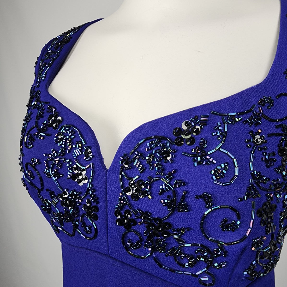 Vintage Liz Claiborne NIGHT Blue Beaded Long Gown Size 4