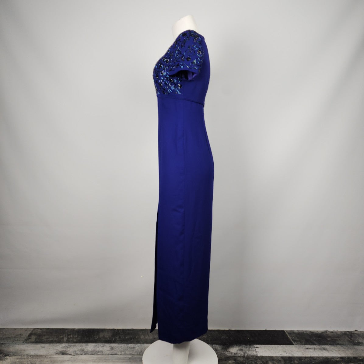 Vintage Liz Claiborne NIGHT Blue Beaded Long Gown Size 4
