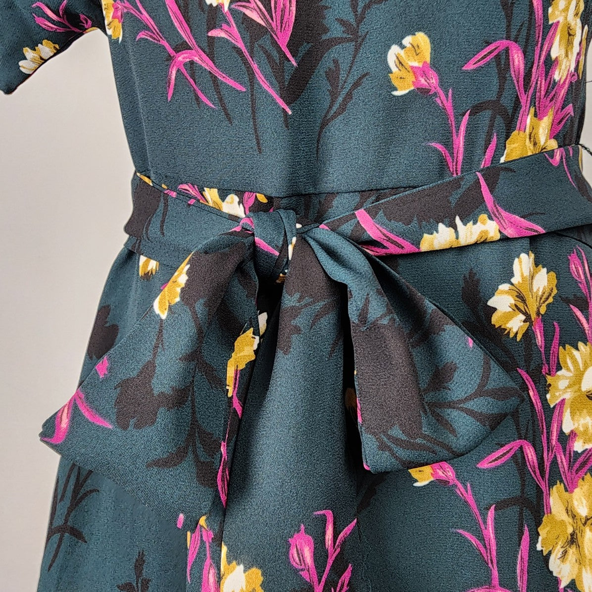 Dex Green Dark Florals Fit & Flare Dress Size XS