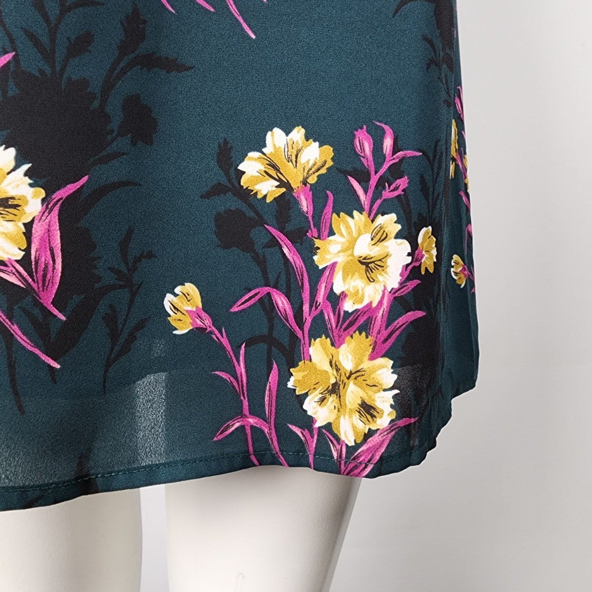 Dex Green Dark Florals Fit & Flare Dress Size XS