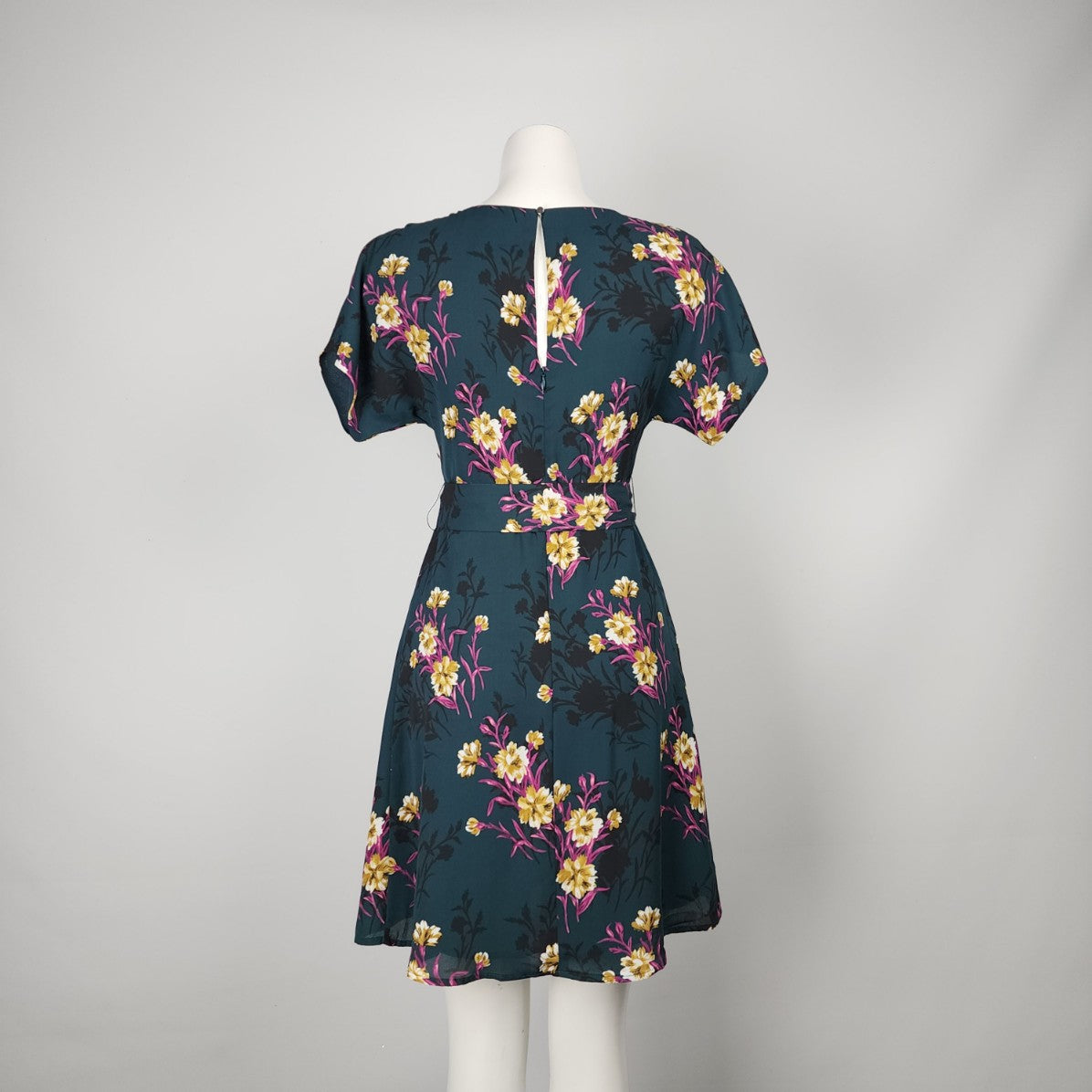 Dex Green Dark Florals Fit & Flare Dress Size XS