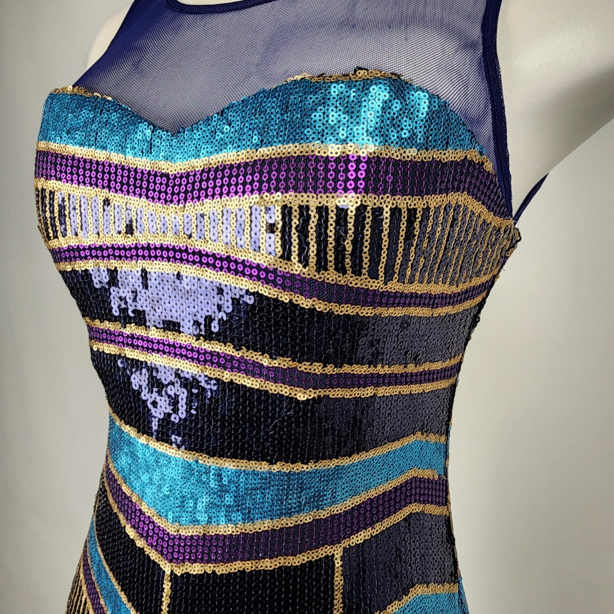 As U Wish Blue & Purple Sleeveless Sequined Mini Dress