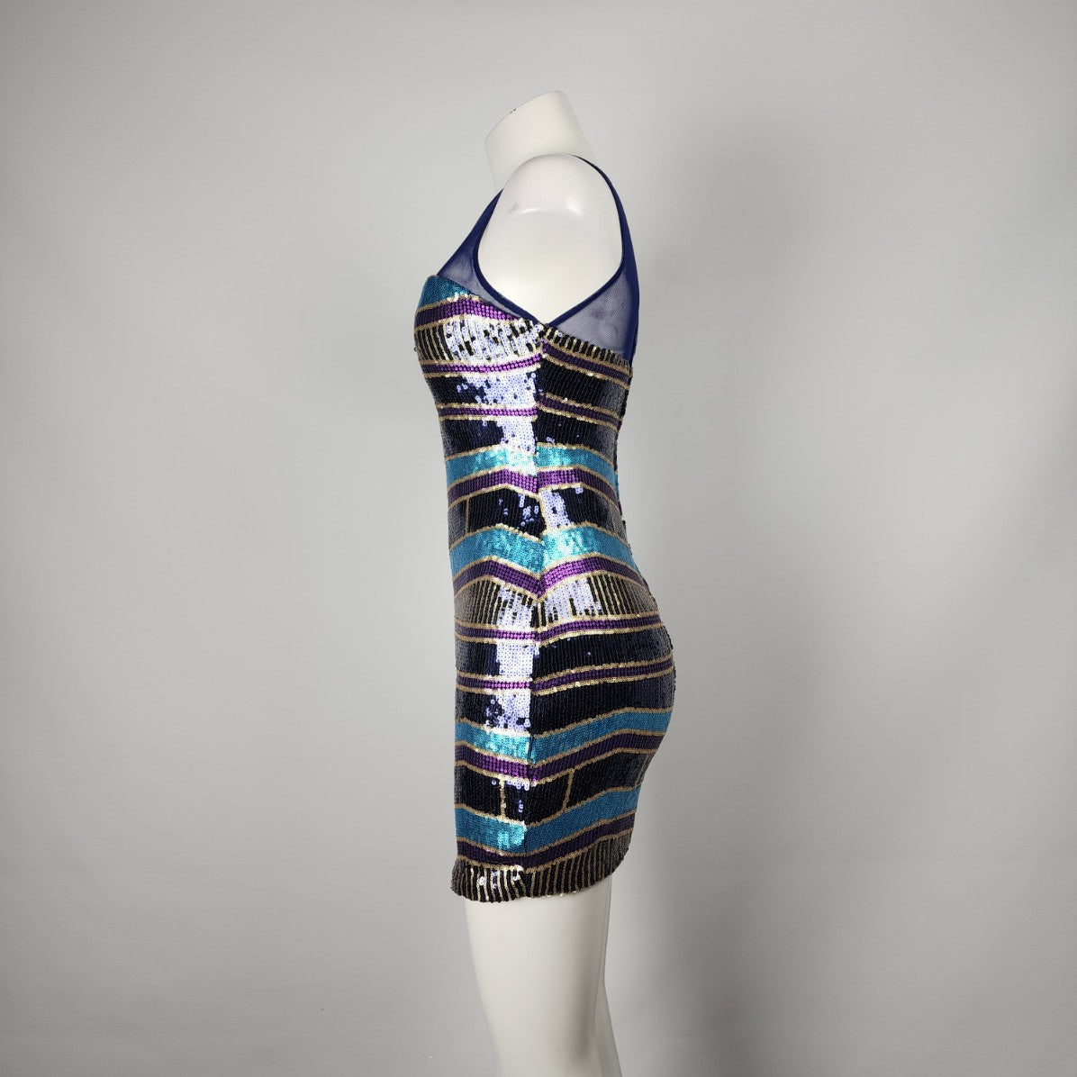 As U Wish Blue & Purple Sleeveless Sequined Mini Dress