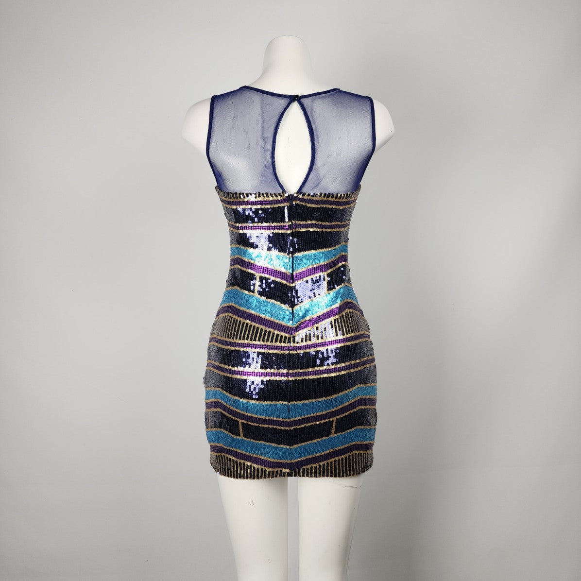 As U Wish Blue & Purple Sleeveless Sequined Mini Dress