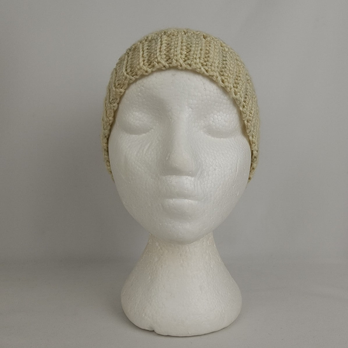 Handmade Cream Knit Pony Tail Toque