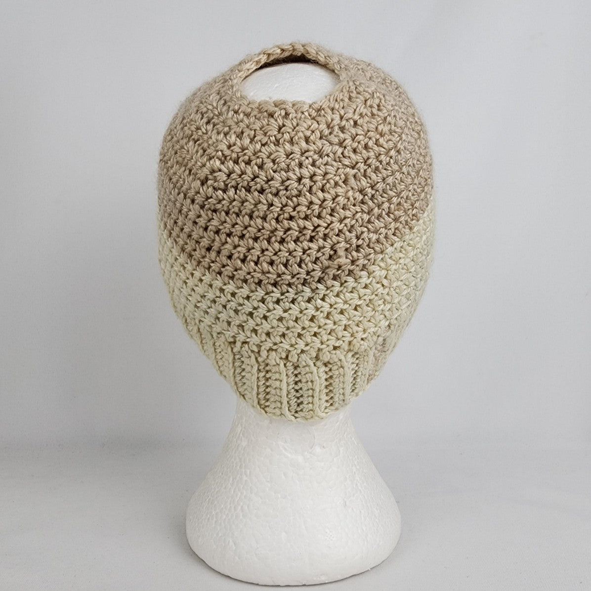 Handmade Cream Knit Pony Tail Toque